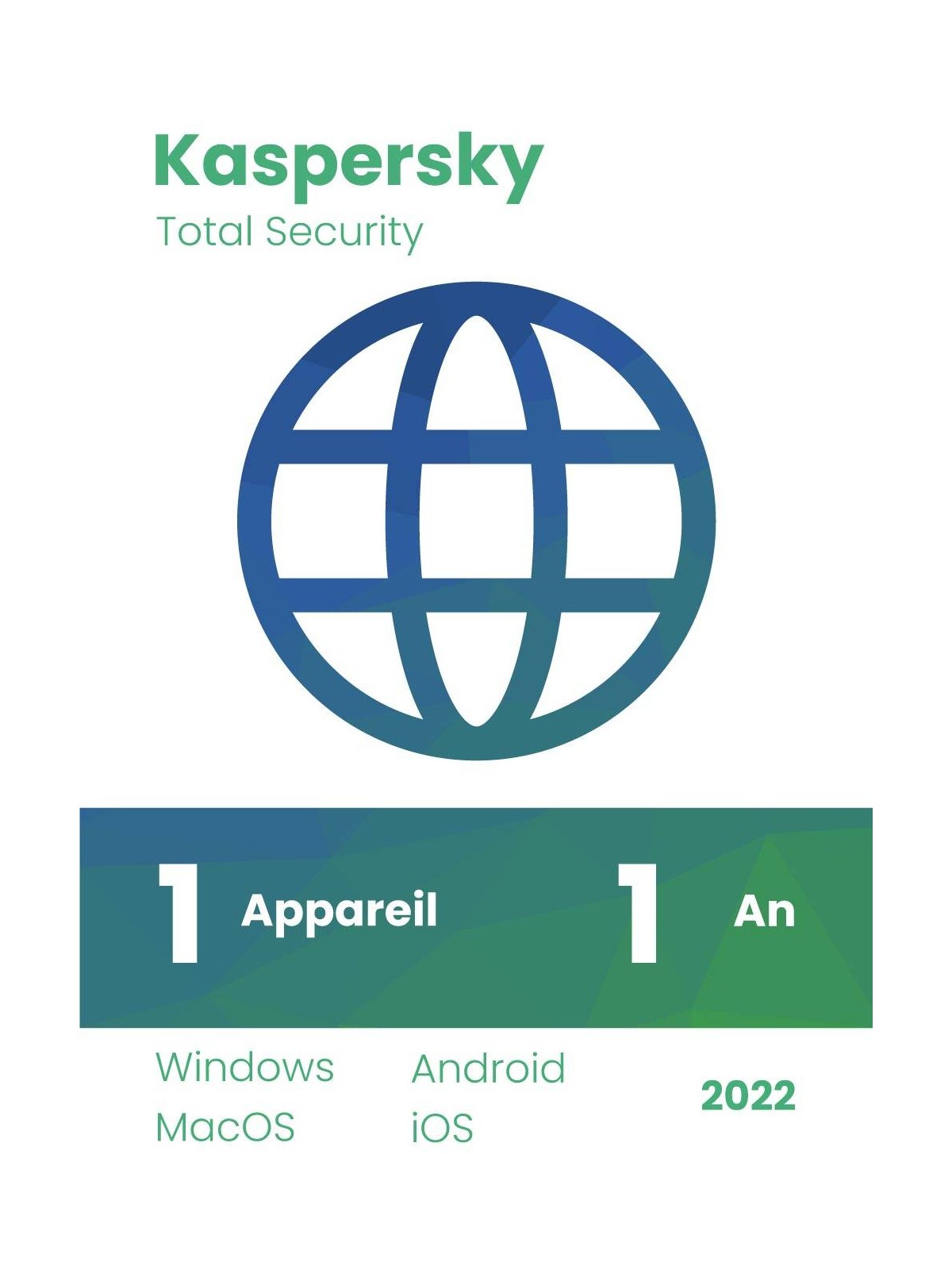 Kaspersky Total Security 2022 - 1 an - 1 appareil - Situx