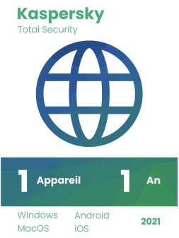 Kaspersky Total Security 2021 - 1 an - 1 appareil - Situx