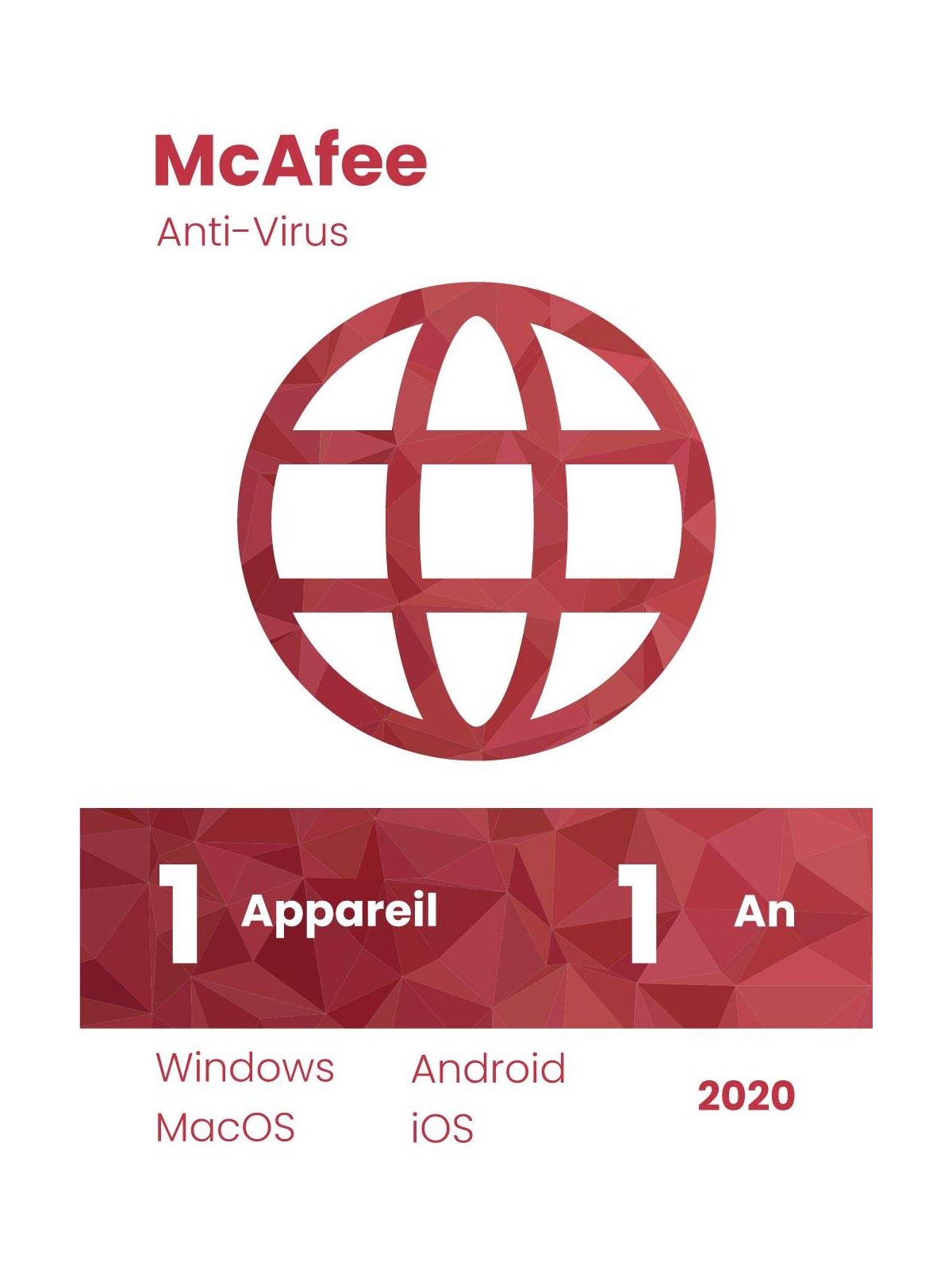 McAfee Anti-Virus 2020 - 1 an - 1 appareil - Situx