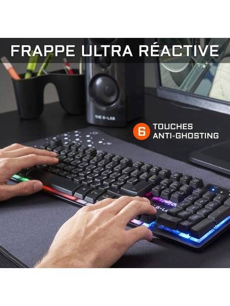 The G-LAB Combo KRYPTON - Clavier Gaming AZERTY USB Anti-Ghosting + Souris  Gaming 6 boutons 3200 dpi - Pack Gamer filaire PC PS4 Xbox One Mac  Rétro-éclairage RGB (Noir) : : Informatique